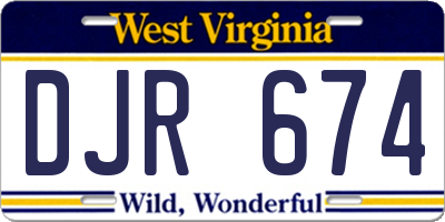 WV license plate DJR674