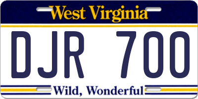 WV license plate DJR700