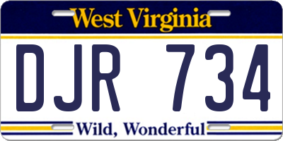 WV license plate DJR734