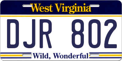 WV license plate DJR802