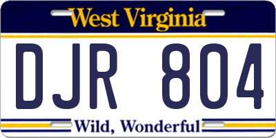 WV license plate DJR804