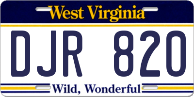WV license plate DJR820