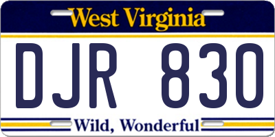 WV license plate DJR830
