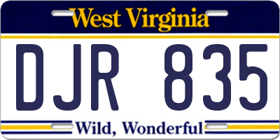 WV license plate DJR835