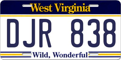 WV license plate DJR838