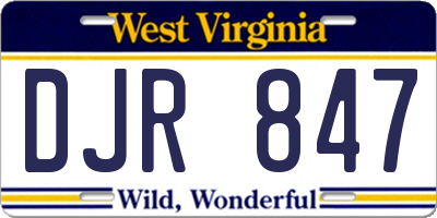 WV license plate DJR847