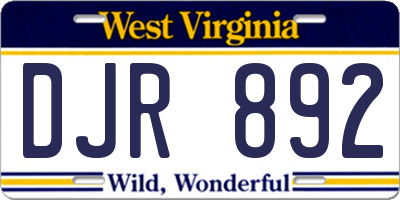 WV license plate DJR892