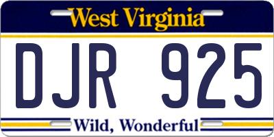 WV license plate DJR925