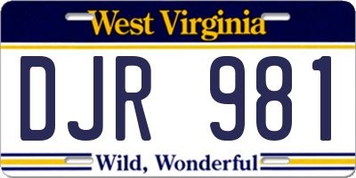 WV license plate DJR981