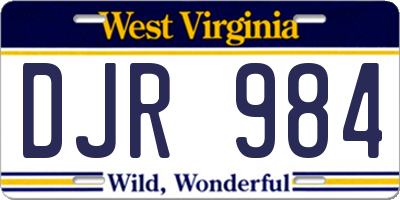 WV license plate DJR984