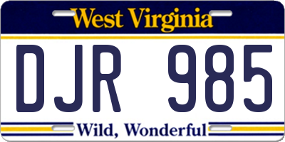 WV license plate DJR985