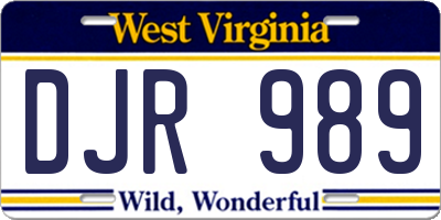 WV license plate DJR989