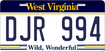 WV license plate DJR994