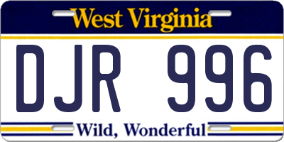 WV license plate DJR996
