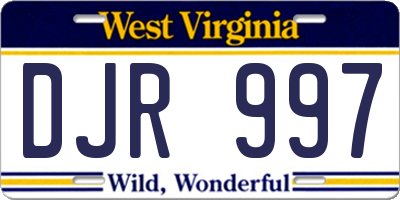 WV license plate DJR997
