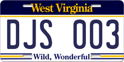 WV license plate DJS003