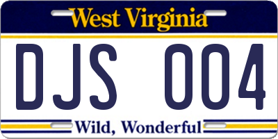 WV license plate DJS004