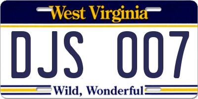 WV license plate DJS007