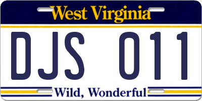 WV license plate DJS011