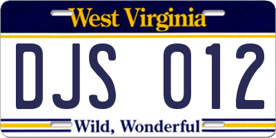 WV license plate DJS012