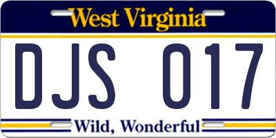 WV license plate DJS017