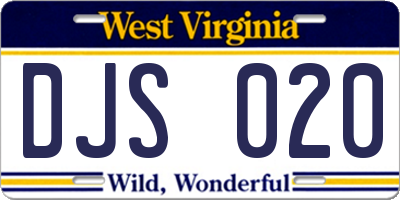 WV license plate DJS020