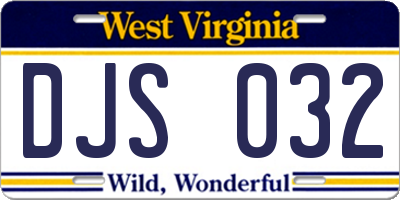 WV license plate DJS032