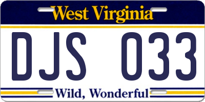 WV license plate DJS033