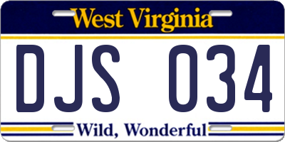 WV license plate DJS034