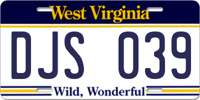 WV license plate DJS039