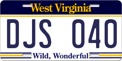 WV license plate DJS040