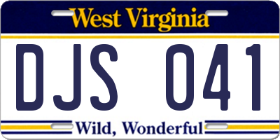 WV license plate DJS041