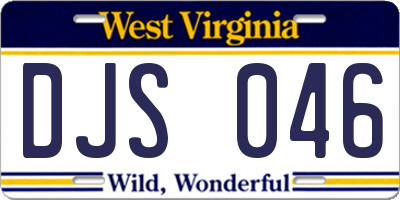 WV license plate DJS046