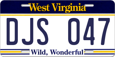 WV license plate DJS047