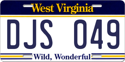 WV license plate DJS049