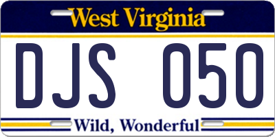 WV license plate DJS050