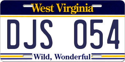 WV license plate DJS054