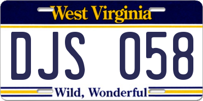 WV license plate DJS058