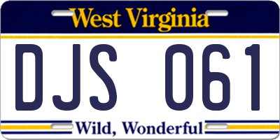 WV license plate DJS061