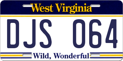 WV license plate DJS064