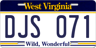 WV license plate DJS071