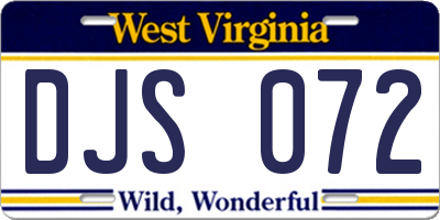 WV license plate DJS072
