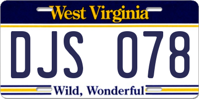 WV license plate DJS078
