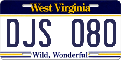 WV license plate DJS080