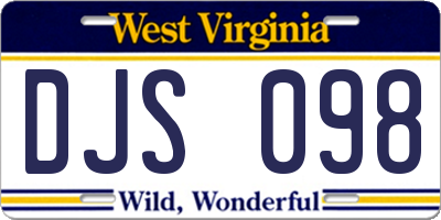 WV license plate DJS098