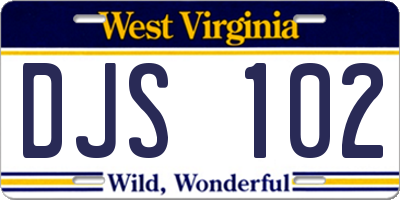 WV license plate DJS102