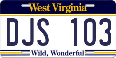 WV license plate DJS103