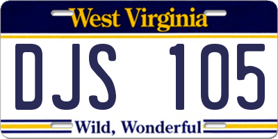 WV license plate DJS105