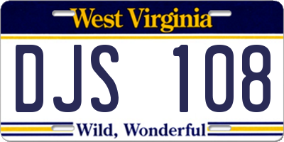 WV license plate DJS108