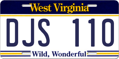 WV license plate DJS110